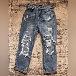 Ripped high rise jeans